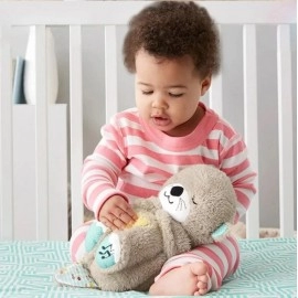 Breathing Bear Baby Soothing Otter Plush Doll Toy Baby Kids Soothing Music Baby Sleeping Companion Sound and Light Doll Toy Gift