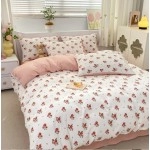 Duvet Cover Set 3pcs 100% Cotton Bedding Set Fashion Floral Quilt Cover Pillowcase Korean Ins Style Comforter Covers (NO SHEET)