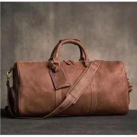  Leather Vintage Men's Hand Luggage Bag Travel Bag Large Capacity Single Shoulder Messenger Boston bag For 17 Inch Laptop