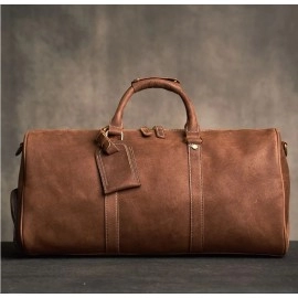  Leather Vintage Men's Hand Luggage Bag Travel Bag Large Capacity Single Shoulder Messenger Boston bag For 17 Inch Laptop