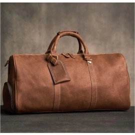  Leather Vintage Men's Hand Luggage Bag Travel Bag Large Capacity Single Shoulder Messenger Boston bag For 17 Inch Laptop