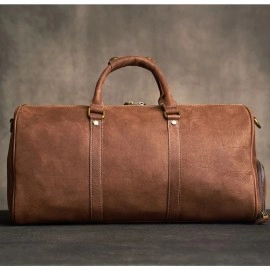  Leather Vintage Men's Hand Luggage Bag Travel Bag Large Capacity Single Shoulder Messenger Boston bag For 17 Inch Laptop